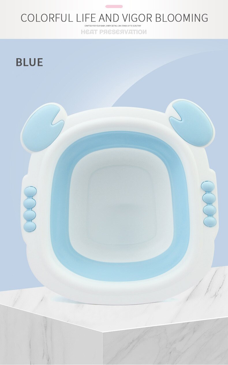 Baby Neugeborenen Klapp Waschbecken Baby Arsch waschen Tragbare Baby Waschen Becken Kunststoff zerschmettern nachweisen Badewanne Gesicht Fuß Waschbecken: Blau