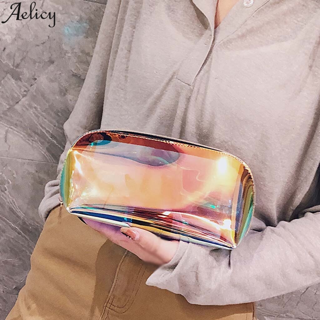 Aelicy Women Transparent Lasher Waterproof Handbag Make Up Bag Panelled Jelly Storage Bag With Zipper Sales