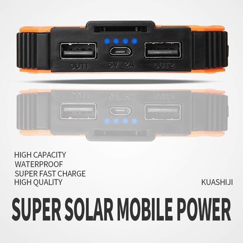 Huge Capacity Solar Power Bank 50000mAh Dual-USB Waterproof Solar Power Bank Battery Charger For All Phone Iphone Huawei Xiaomi