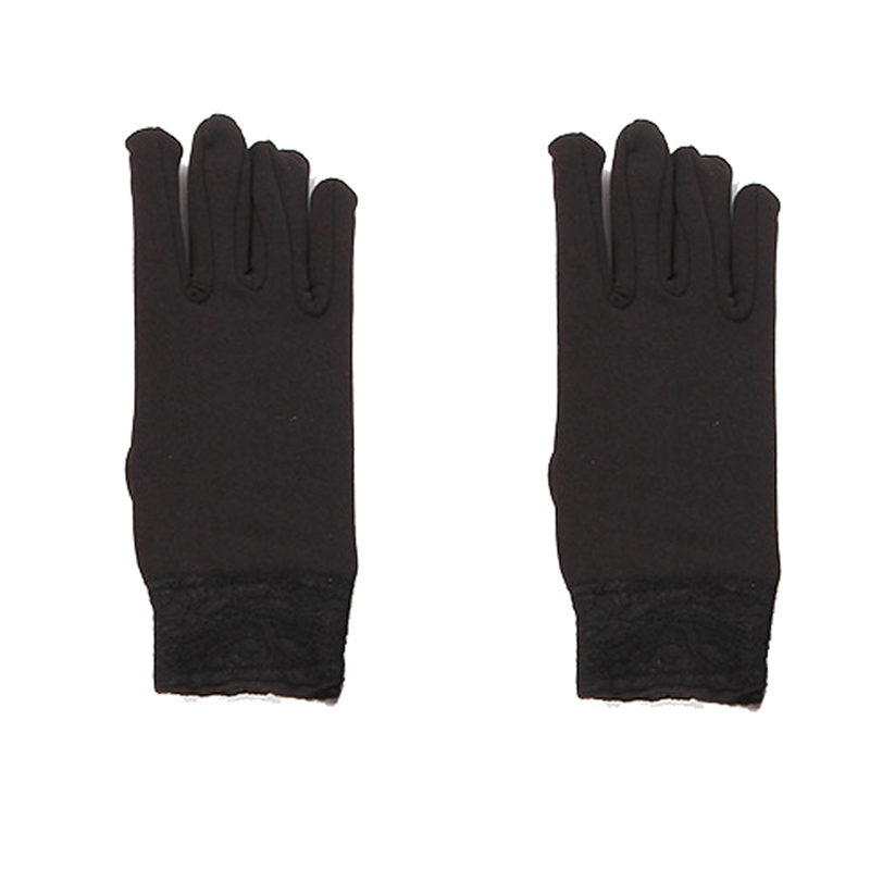 Gants en dentelle épaisse pour femmes, de mitaines courtes et épaisses à la pour la conduite, GL0324: Black