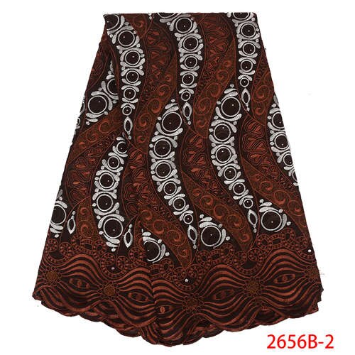 Latest African Cotton Lace Fabric Swiss Voile Lace in Switzerland Nigerian Laces with Stones KS2656B-3: Picture 2