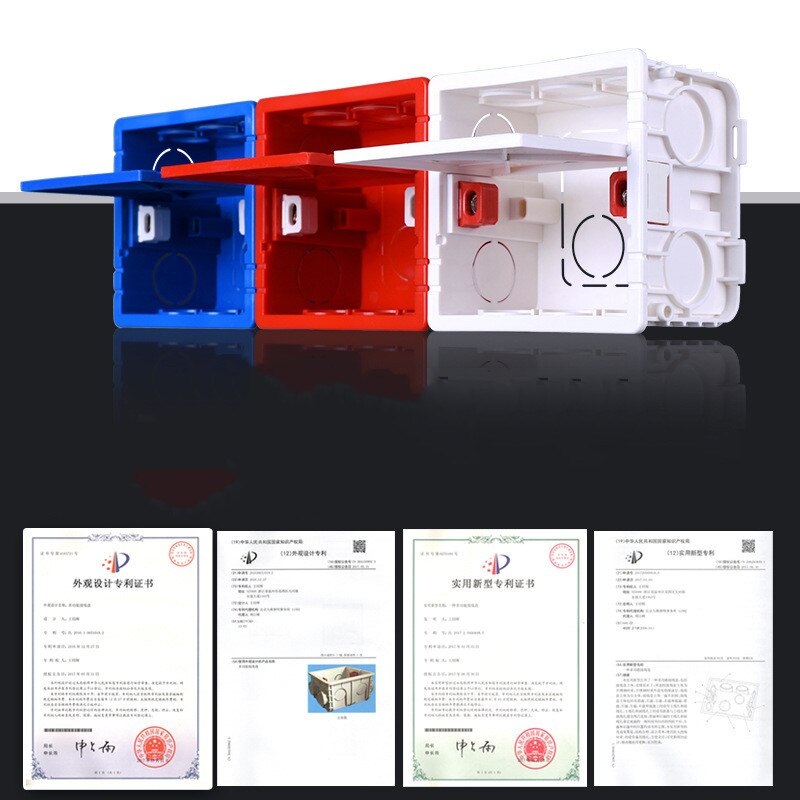 86 Type Switch Mounting Box Wall PVC flame retardant Cassette Socket Junction Box US AU Standard Wiring Back Box White Red Blue