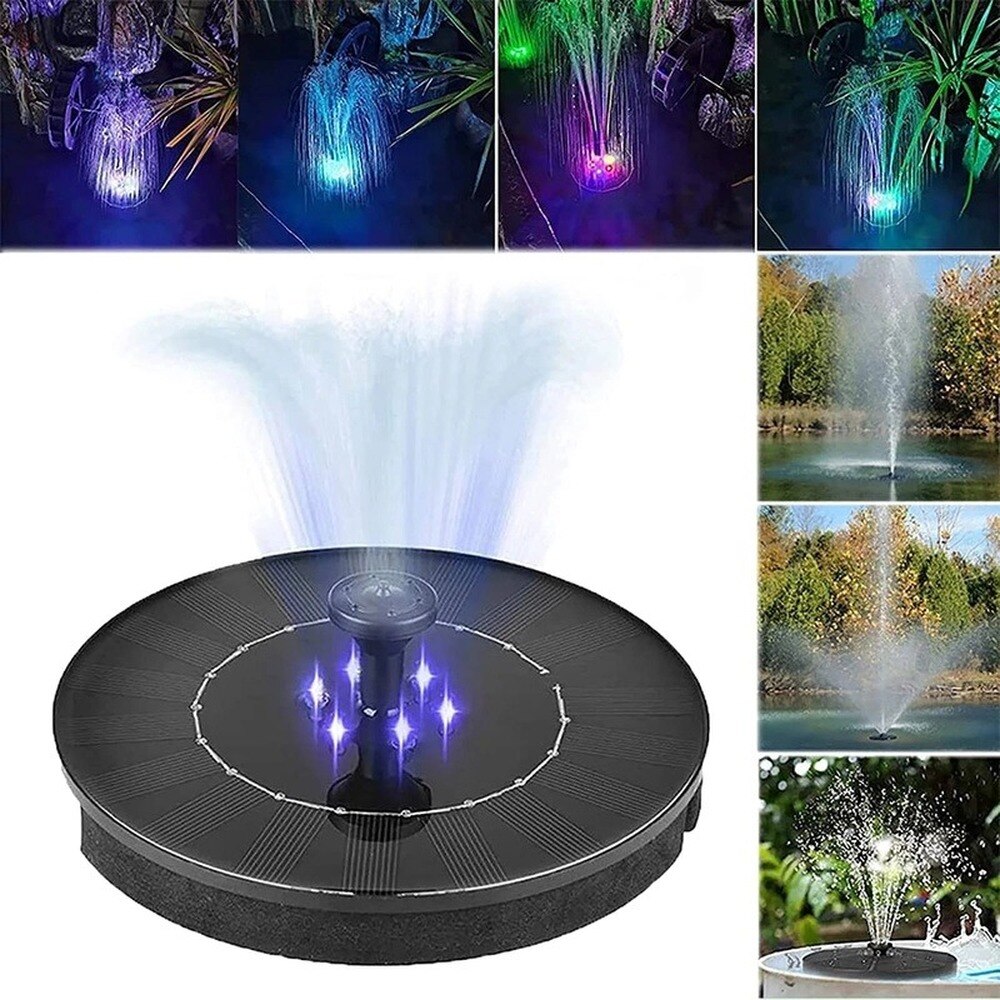 Solar Fountain LED Light Fountain Waterfall Fountain Garden Decoration Outdoor Bird Bath Solar Floating Water Garden