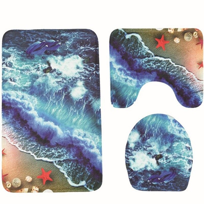 3 Stks/set Zeester Wc Mat Coral Fluwelen Voor Antislip Zachte Toilet Badmat Accessoires Keuken Tapijt Deurmatten home Decor: O