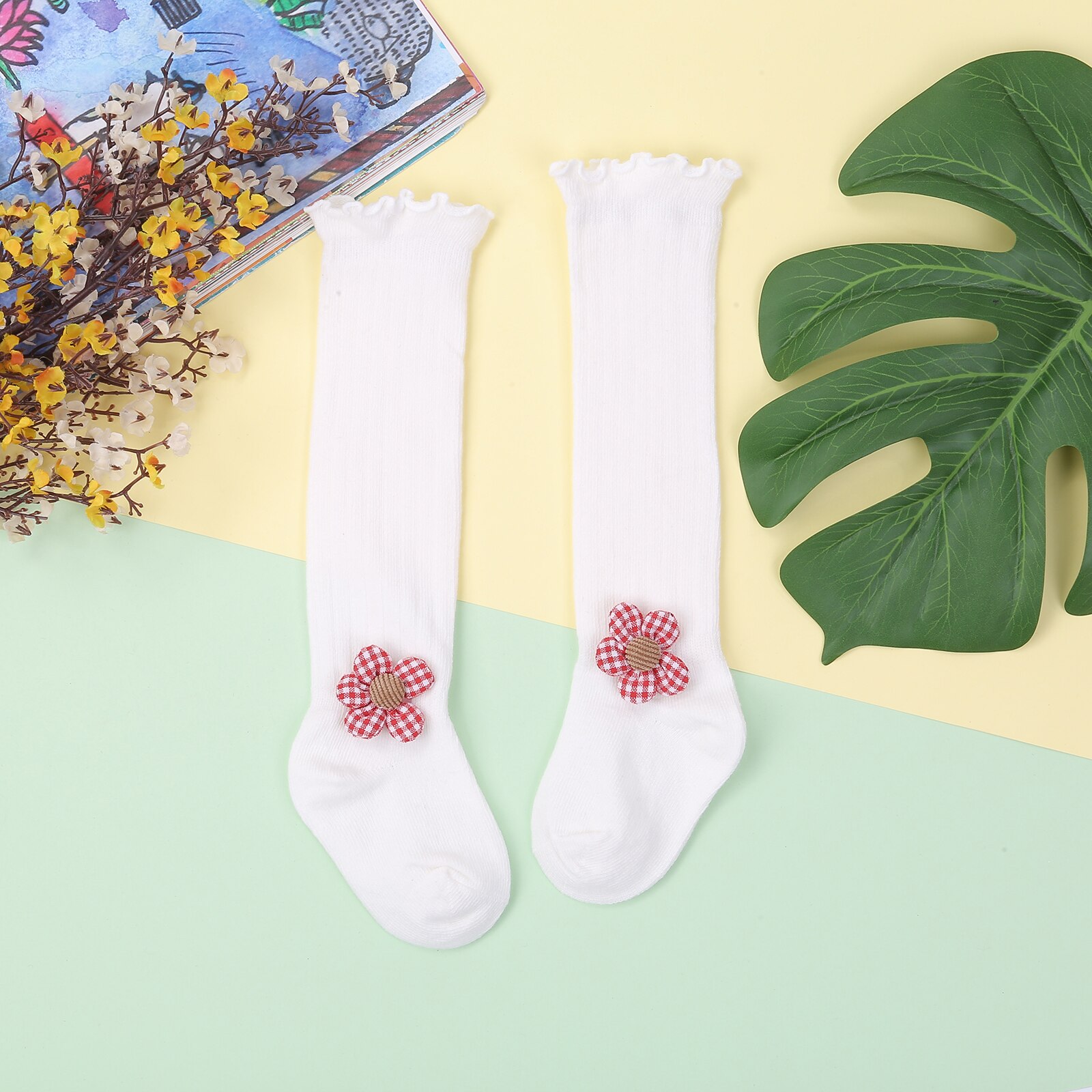 Kids Kniekousen Unisex Bloem Lange Buis Kous Voor Fall Winter 0-12 Maanden