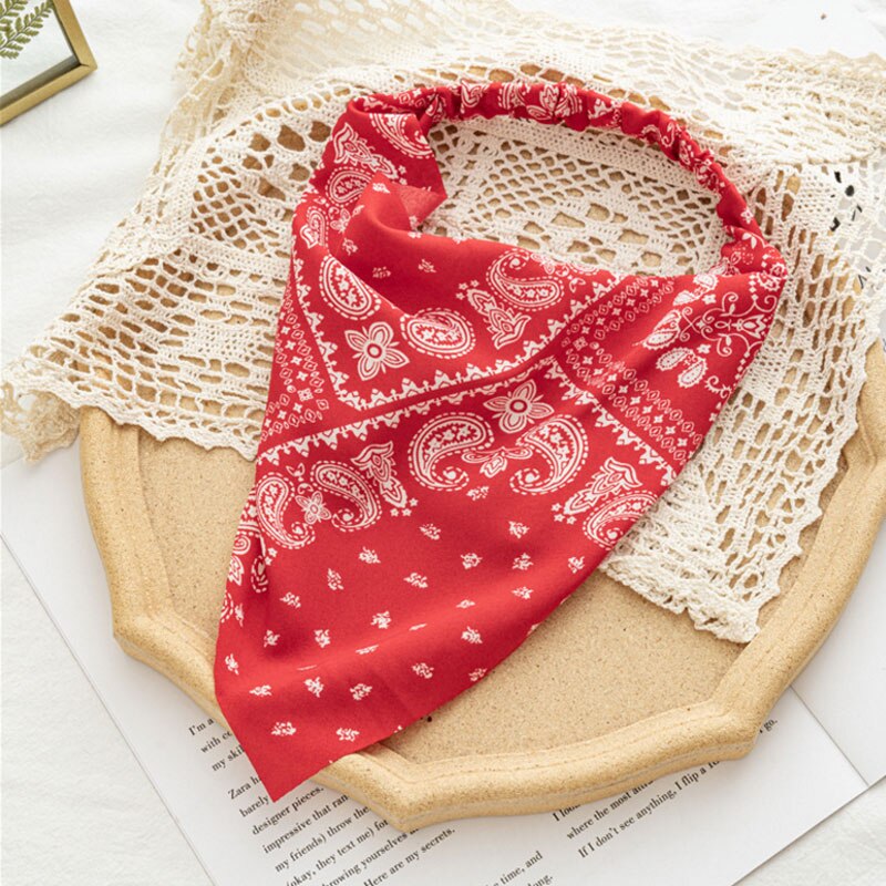 Udskrivning vintage bandana tørklæde trekant hårbånd hår tørklæde voksne kvinder pige hoved slid beklædningsgenstande tilbehør: Rød