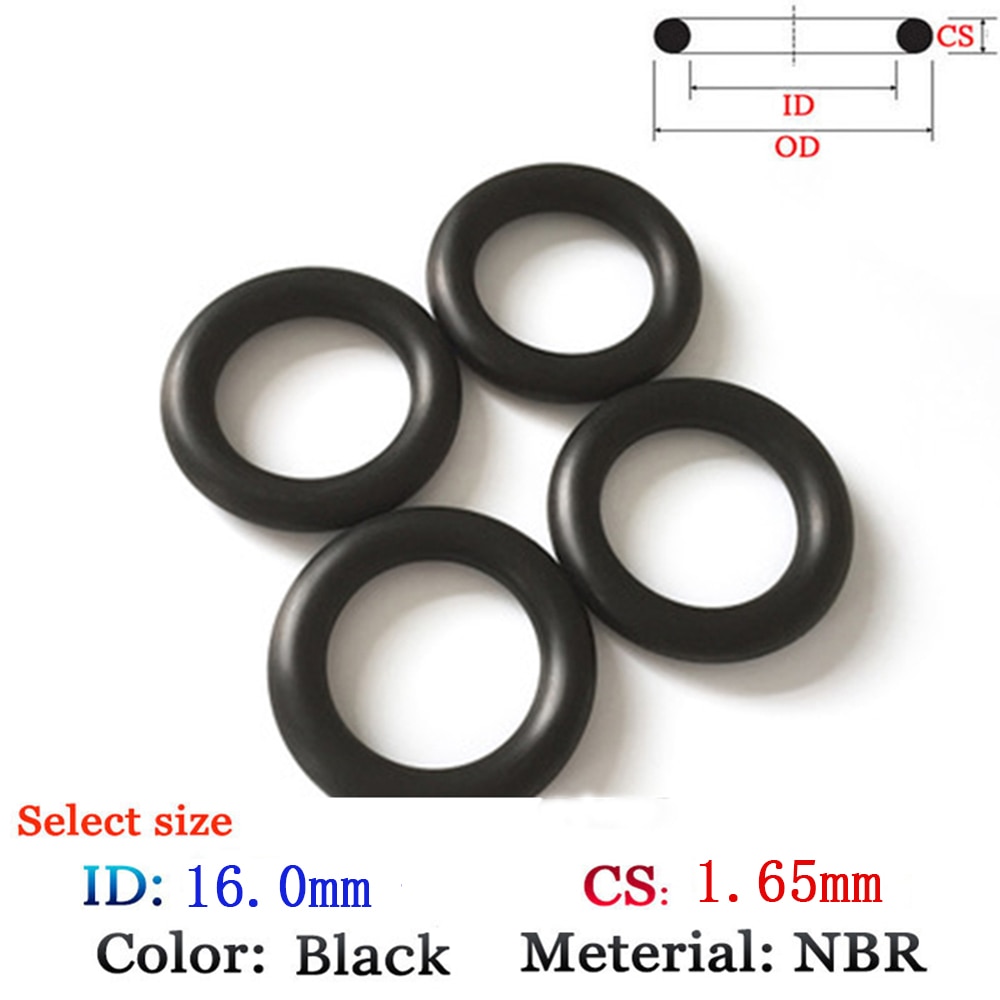 Gummi o-ringe  cs1.65mm fluoro skivetetninger plast pakning silikon ringe film olje og vann tetning pakning nbr materiale svart o-ringe