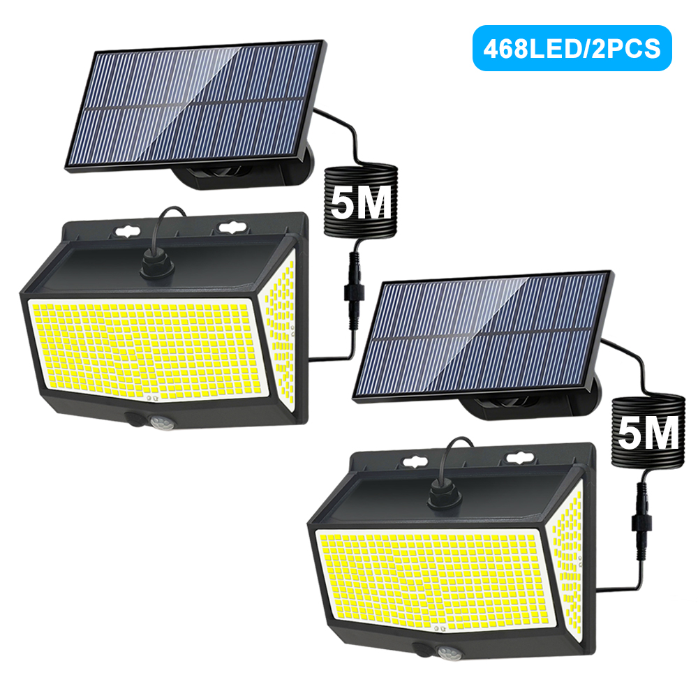 Buitenverlichting op zonne-energie 468 LED met 3 verlichtingsmodi Bewegingssensor Wandlamp IP65 Waterdicht op zonne-energie voor tuinterras: orange