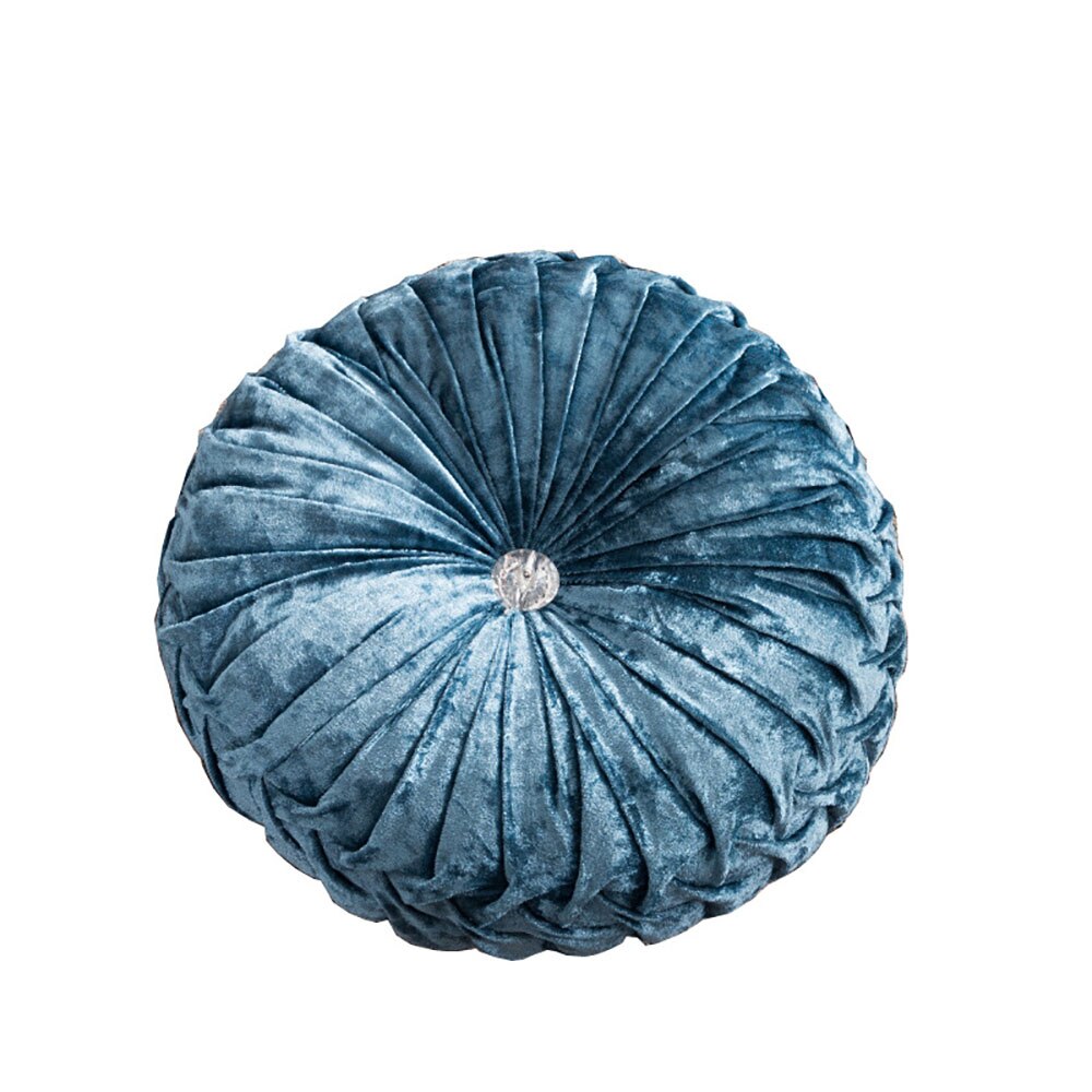Europese Stijl Fluwelen Geplooide Pompoen Kussen Ronde Decoratieve Sofa Sierkussen Kussen Sofa Decor Thuis Textiel: Blauw