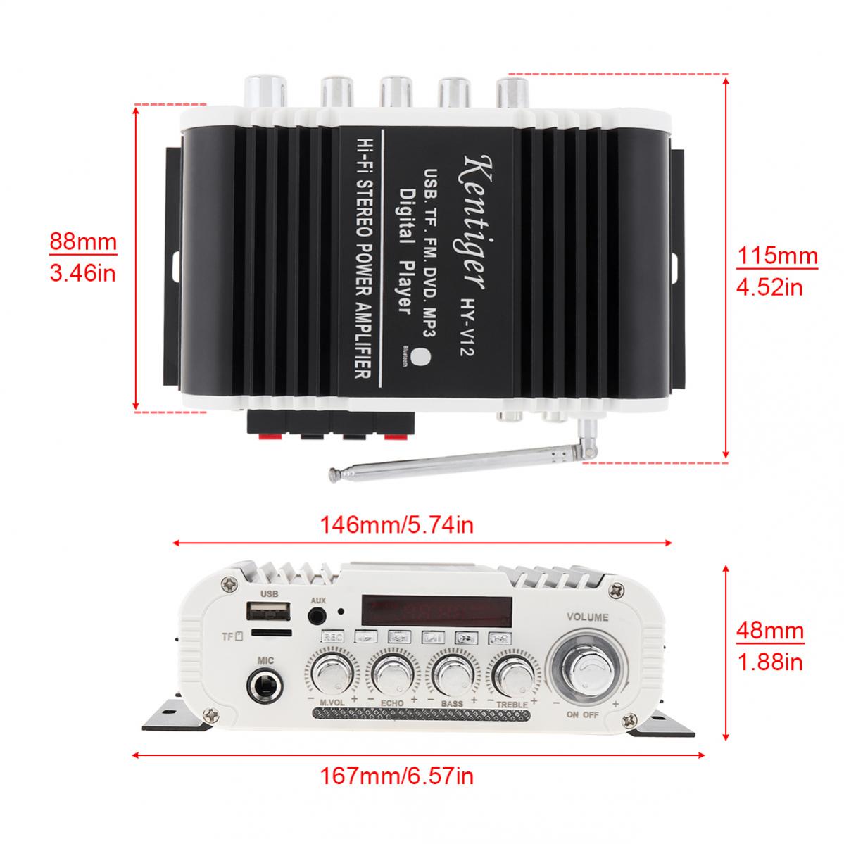 V12 Bluetooth-Compatibel Hi-Fi 2.1CH Auto Audio High Power Subwoofer Versterker Fm Radio Speler Ondersteuning Sd/Usb/dvd/MP3