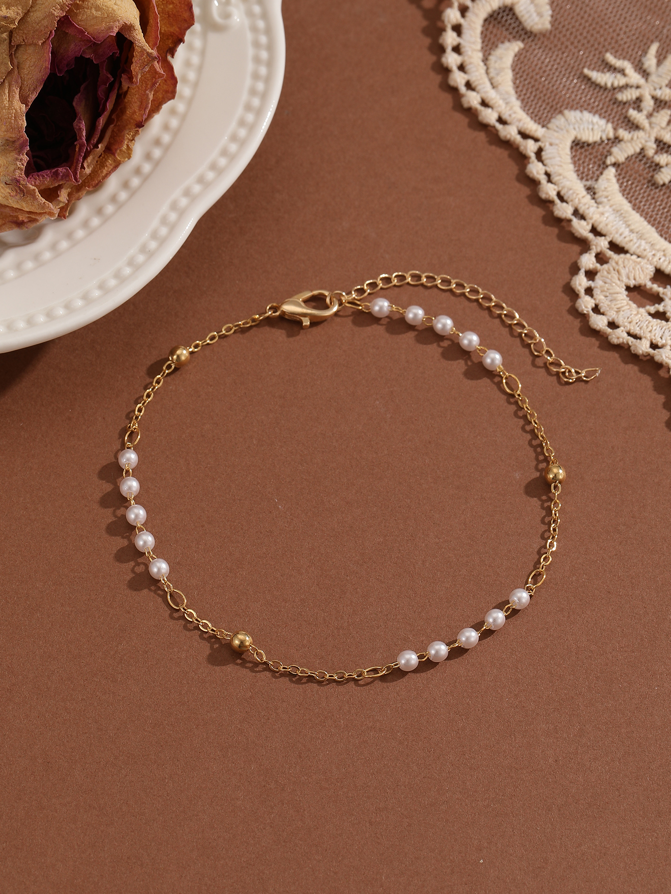 QIAMNI Nachahmung Perle Perlen Kette Fußkettchen für Frauen Mädchen Bein Armbänder Bodychain Sommer Strand Zubehör Hochzeit Schmuck: Armee Grün