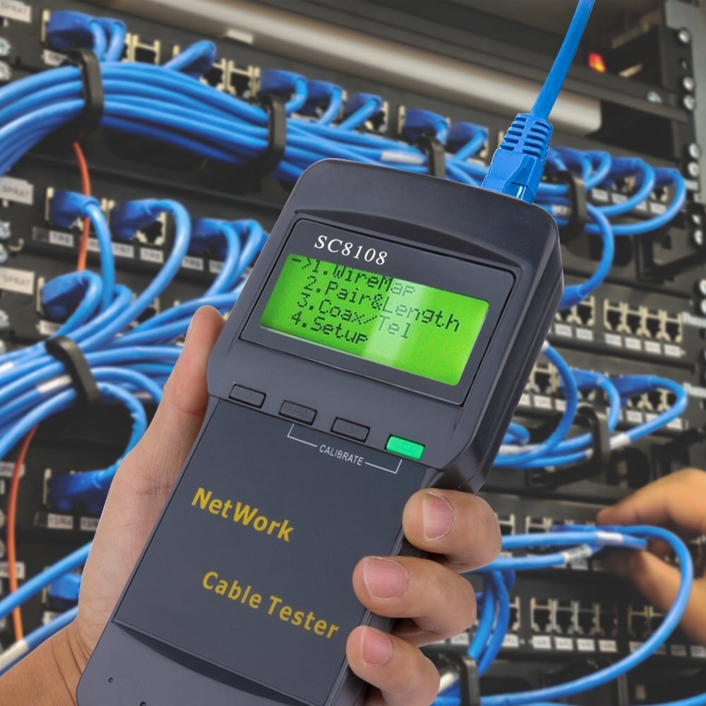 LCD RJ45 Network Cable Tester LAN Tester Tool Kit Portable Phone Cable Tracer Meter Cat5 5E 6E STP UTP LCD Display