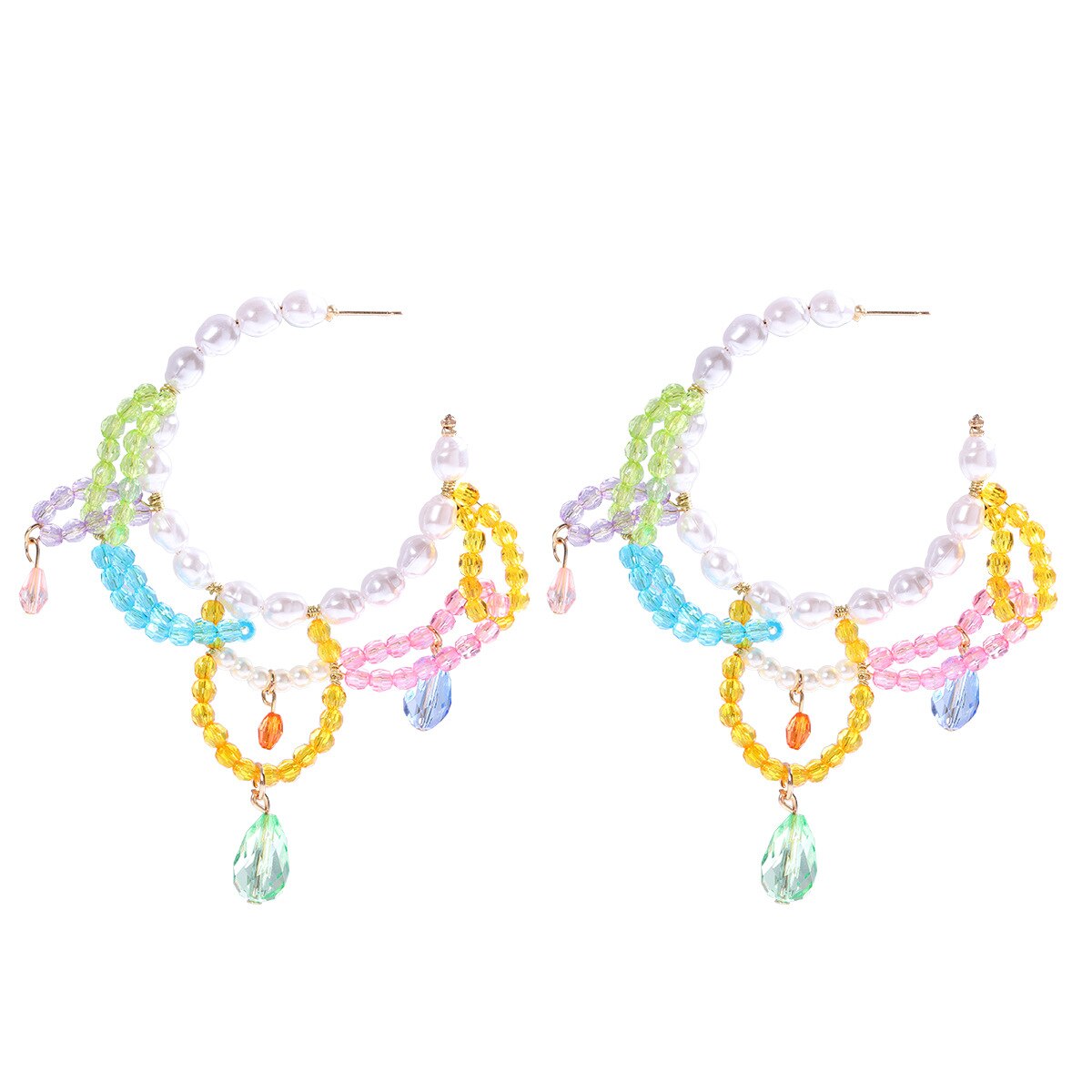 Bohemian Colorful Beads Hoop Earring For Women Girls Brand Imitation Pearl Stone Earring Jewelry Brincos: 02