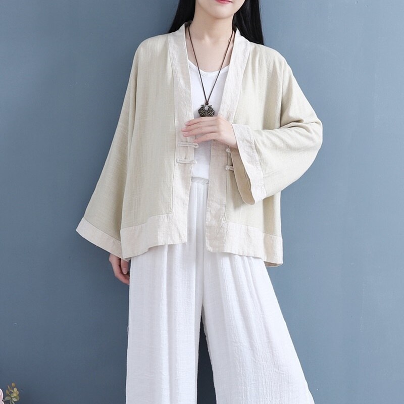 Online Chinese Store Women Clothes Chinese Shirt Blouse Qipao Long Flare Sleeve Baggy Clothes For Women Hanfu 10064
