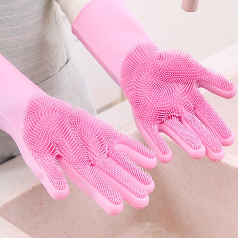 GASON Magic Silicone Gloves Scrubbing Gloves For Dishes Dishwashing With Scrubbers Dish For Kitchen Car Wash And Pet Care 1PC