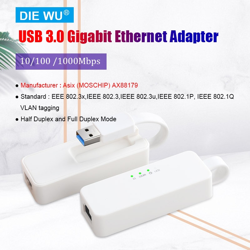 TXA070 ASIX/AX88179 USB 3.0 Gigabit Ethernet Adapter 1000M lan Card RJ45 to USB for Windows 7/8/10/XP