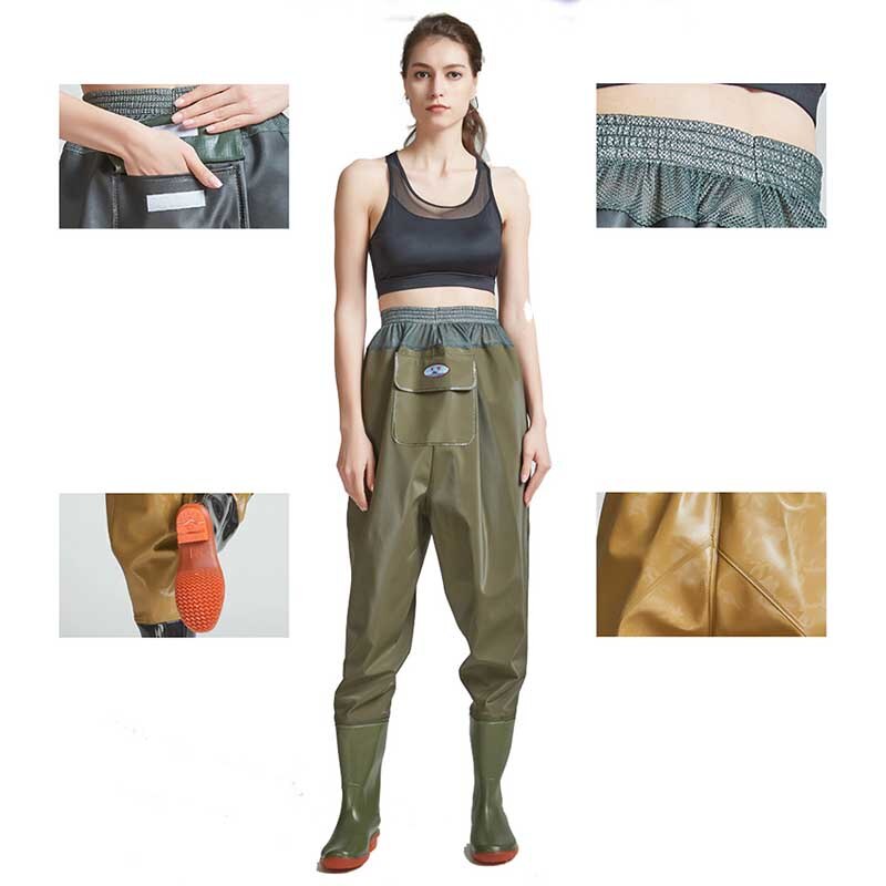 Fly Fishing Waist Waders Pant Durable Waterproof trousers Wading Breathable Waist Pants With Stocking Foot