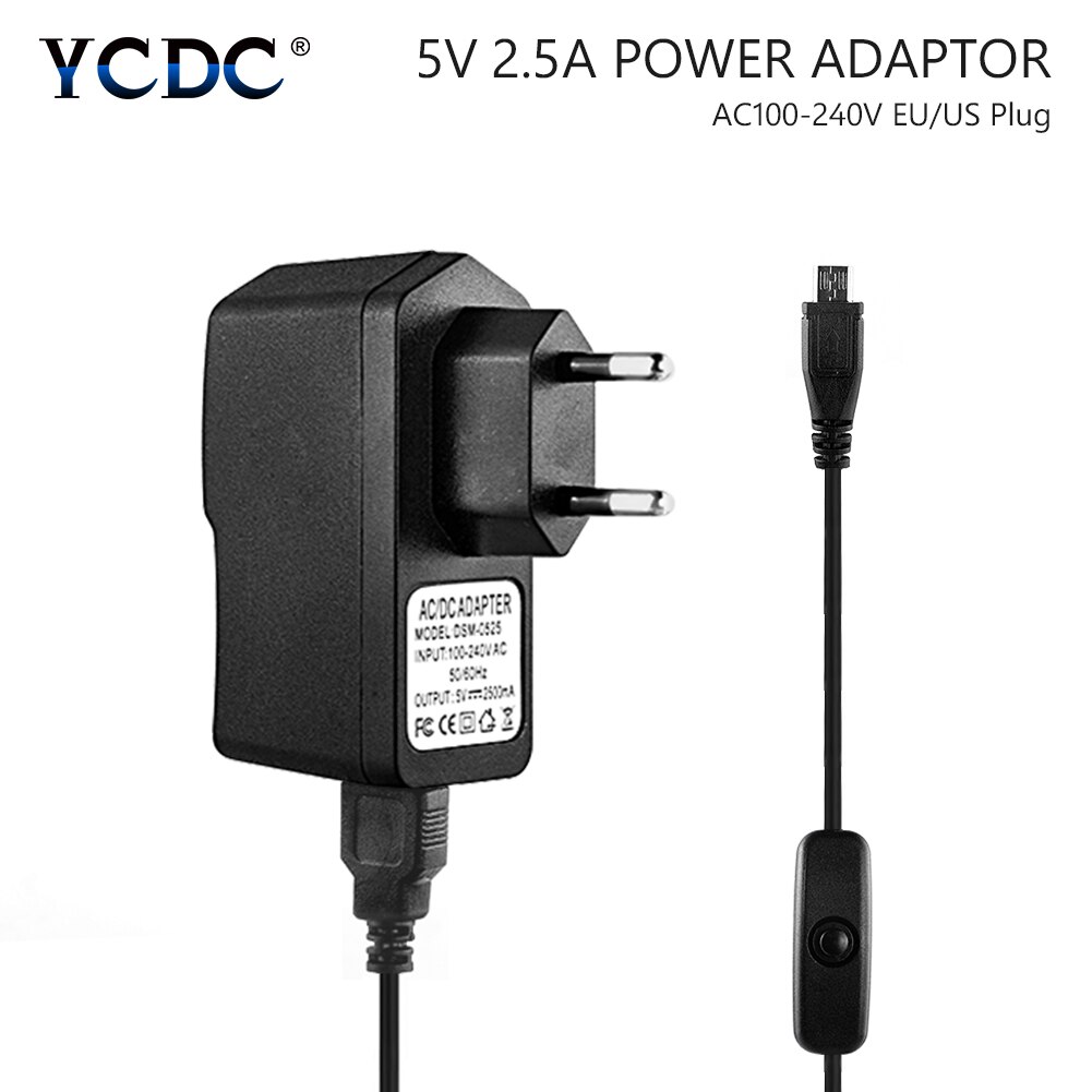 Verkkovirtalähde 5v 2.5a usb-laturisovitin mikro-usb-kaapeli led-nauhavalolle, langattomat reitittimet, keskitin