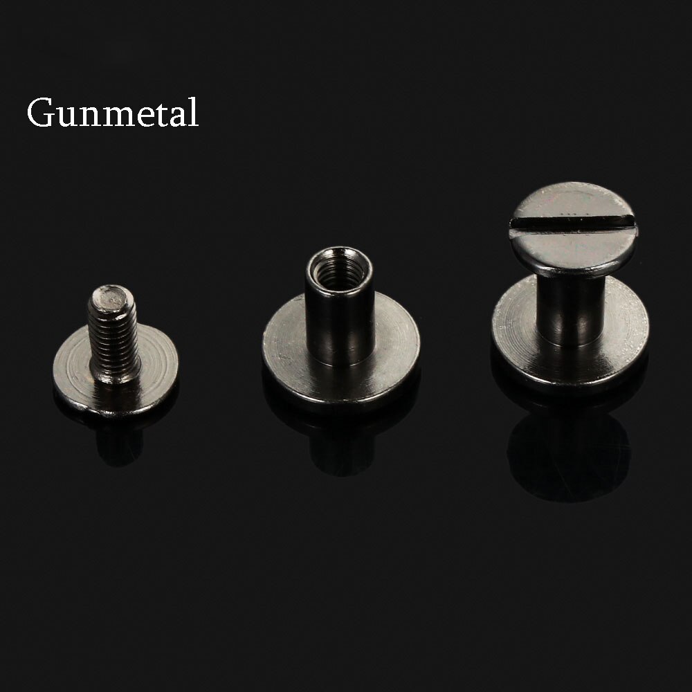 10 pcs DIY Strap Rivets Screw Leather Craft Art Solid Nail Bolt Bookkeeping Round Head Screws Luggage metal Craft Brass Nail: gunmetal / 8mm