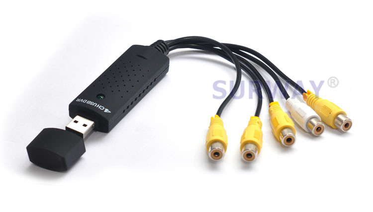 USB 2,0 Easycap 4 canal 4CH DVR CCTV cámara de Audio adaptador de captura de Video grabadora para PC portátil Windows XP