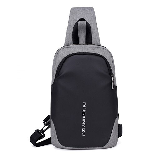 Male Shoulder Bags USB Charging Crossbody Bags Single Shoulder Strap Easy Matching Back Bag: Dark Grey