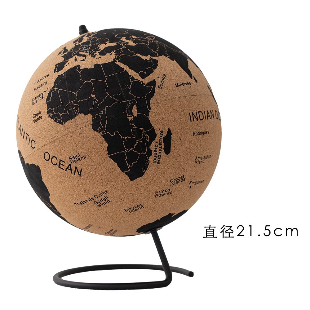 15/18/21/25Cm Engels Kurk Globe Geografie Onderwijs Levert Creatieve Meubels Eenvoudige Decoratie Fotografie Decoratie props: 21.5cm log