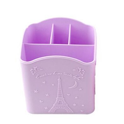 4 rum makeup børste holder bærbar tom plast børster holder neglepen boks opbevaring organizer beholder tilfældig farve: Lilla