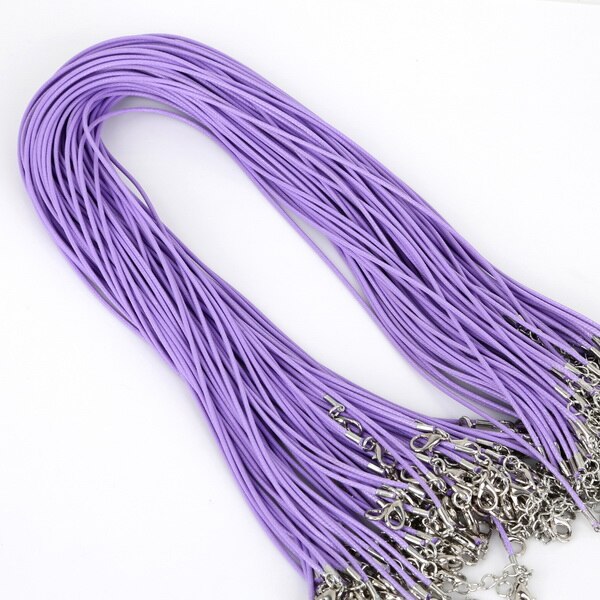 10 stücke Montage 1,5mm Leder String Schnur 45 + 5cm Ketten Karabinerverschluss Einstellbar Armband Charms Anhänger Für DIY Schmuck Erkenntnisse: Light Purple