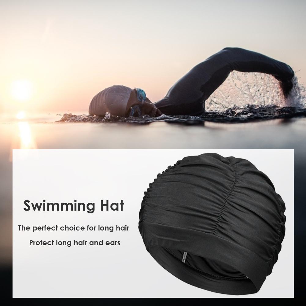 Svømmehat dygtig fremstilling svømmehat kvinder langt hår badehætte drapere fleksibel svømmehat ørebeskytte