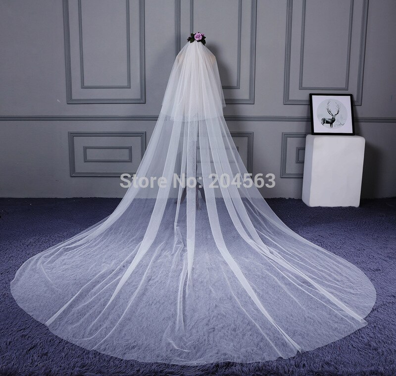 Long Veil One Layer Lace with Sparkling Sequins Bridal Veil Tulle Wedding Veil in White , Off-White , Ivory ,Black