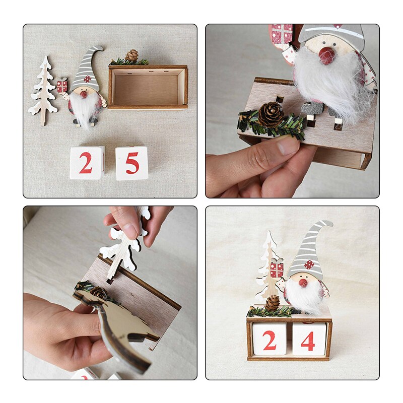 Lovely Wooden Christmas Advent Calendars Home Christmas Party Decoration Ornaments Children's Year Santa Claus Decor