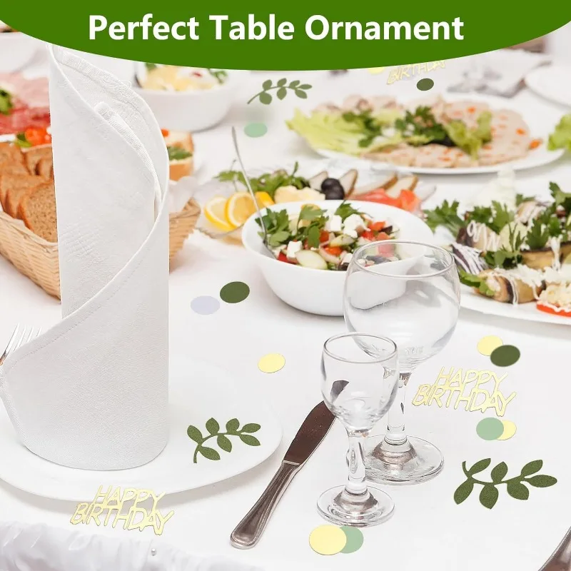 Salviegrønn gull gratulerer med dagen konfetti bursdagsborddekorasjoner strøkonfetti 30th 60th bursdagskake foliekonfettidekor