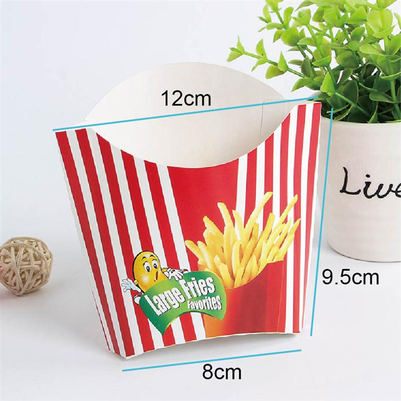 100 stk snack papirbeholdere pommes frites boks bærbar madkasse æske snack emballage forsyninger til hjemmebutik
