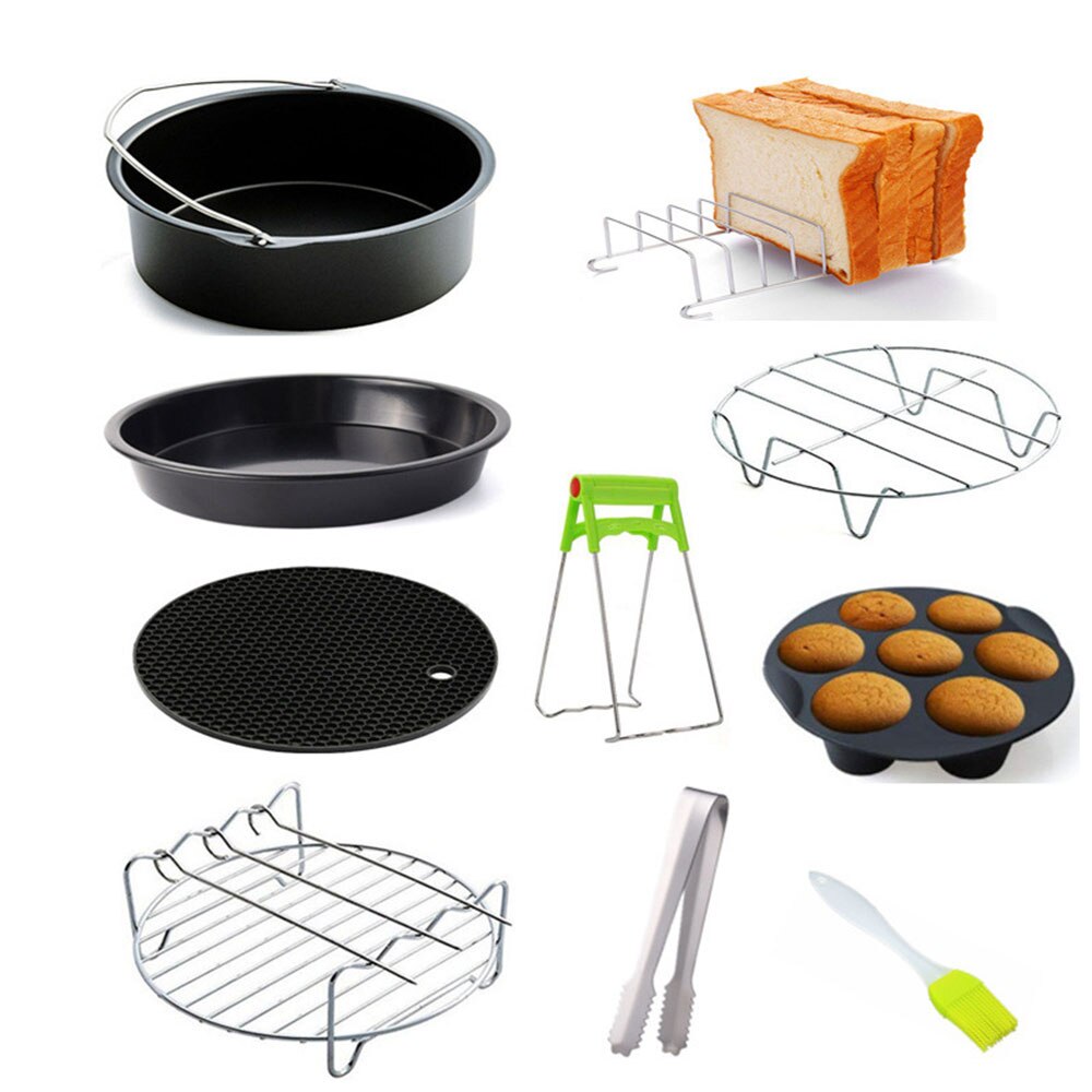 9 Pcs/set 6/7/8 Inch Air Fryer Accessories For Gowise Phillips Cozyna and Secura Fit All Airfryer Kitchen Bakeware Set
