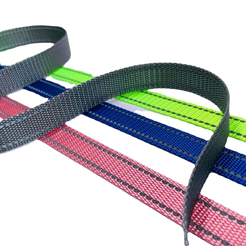50 Yards 20Mm Polyester Band Met Reflecterende Lijn Huisdier Kraag Diy Knapzak Strapping Naaien Tas Riem Accessoires 10 Kleuren