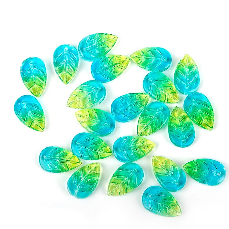 18x11mm Czech Glass Leaf Beads Jewelry Making Supply Czech Leaf Beads DIY Earring Finding Clothing Supplies 20pcs/bag: 10