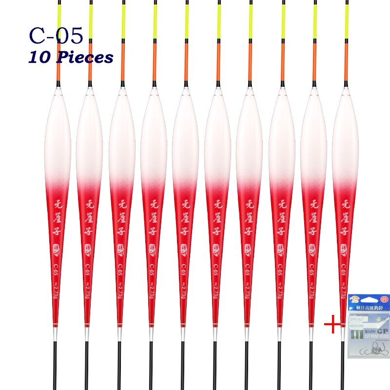 10pcs/lot Shallow Water Buoy Composite Nano Floats Color Gradual Change Bobber Hard Tail Vertical Pesca Fishing Tools Tackle: C-05 10pieces