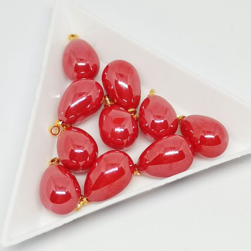 10Pcs Gold Charms Water Parel Hangers Voor Sieraden Maken Diy Oorbellen Accessoires: Red