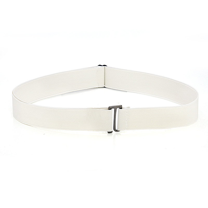 Women's Belt Adjustable Size Flat Buckle Elastic Waist Belt For Women Jeans Pant Belt No Show Stretch Belt Invisible Belt Band: white
