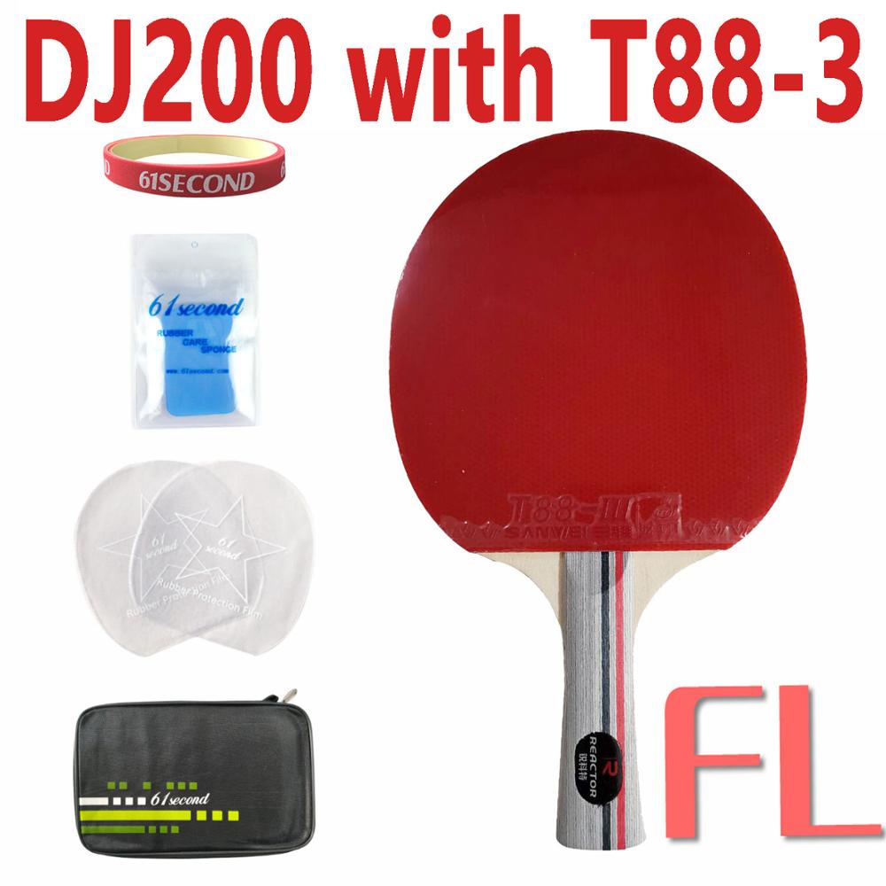 Table tennis racket Reactor DJ200 table tennis blade with 2Pieces Sanwei T88-III Corbor Table Tennis pingpong rubber: FL DJ200 T88 FM