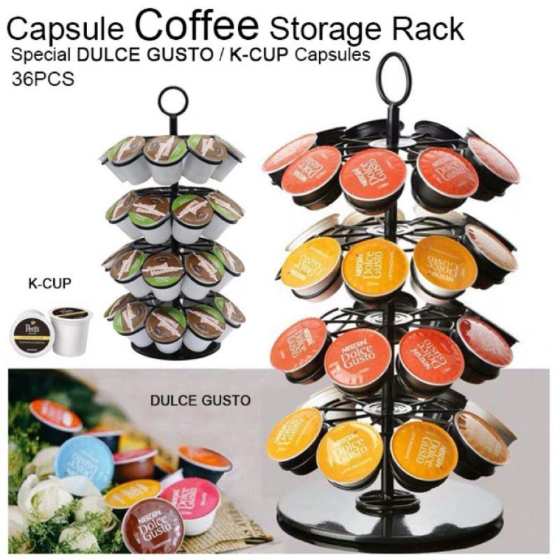 Black Four-layer Assembly Rotatable Coffee Capsule Holder Can Store K-CUP/Dolce Gusto Can Hold 36
