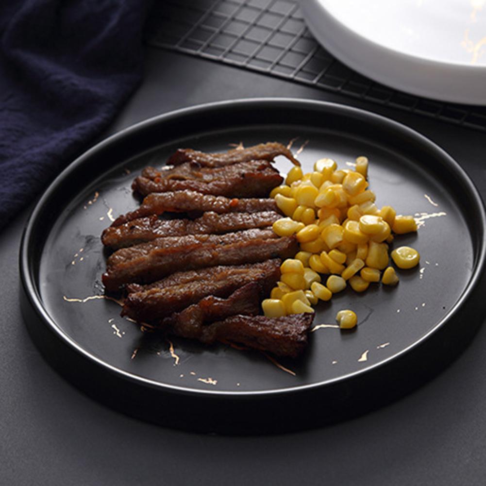 Vaisselle en céramique de Style scandinave | Assiette en marbre, décoration de bureau assiette à Steak de l'ouest, accessoires de tir, décor d'assiette à déjeuner