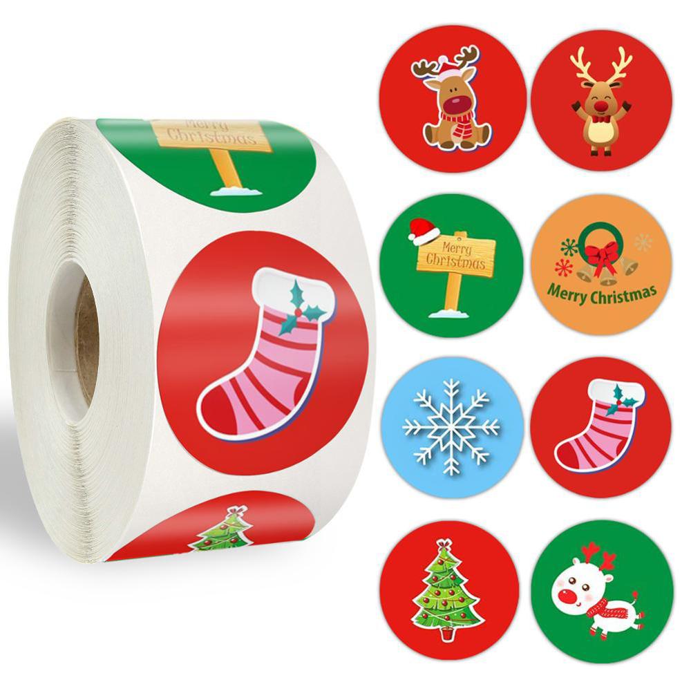 Colorful Christmas Designs Adhesive Name Tags Seal Labels Tags Decals Package XMAS Stickers: Black