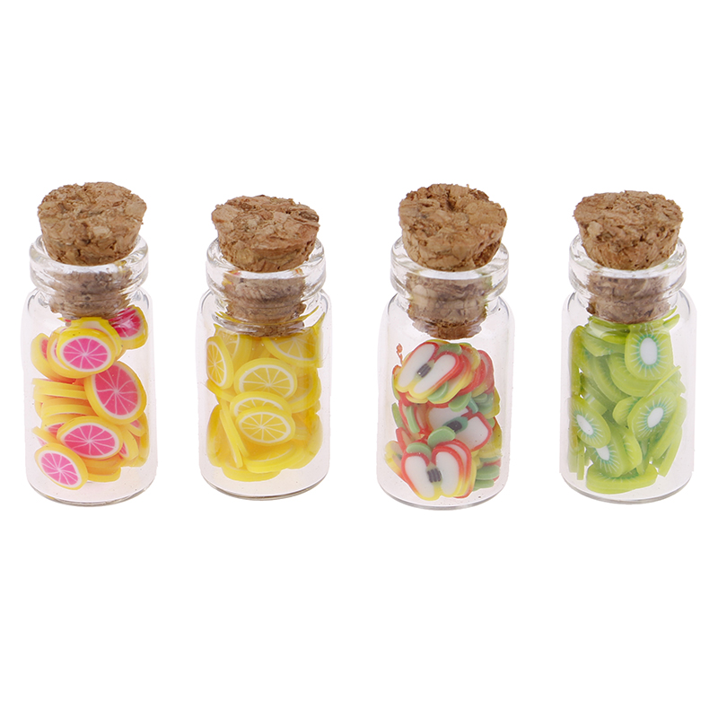 1:12 Poppenhuis Miniatuur Mini Fruit Plakjes Glazen Fles Speelgoed Pop Accessoires