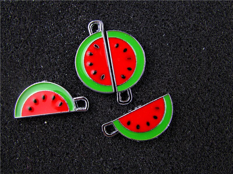 Ae767 blandingsfarve 20 stk legeret metal emalje vandmelon charms vedhæng 25 x 12mm