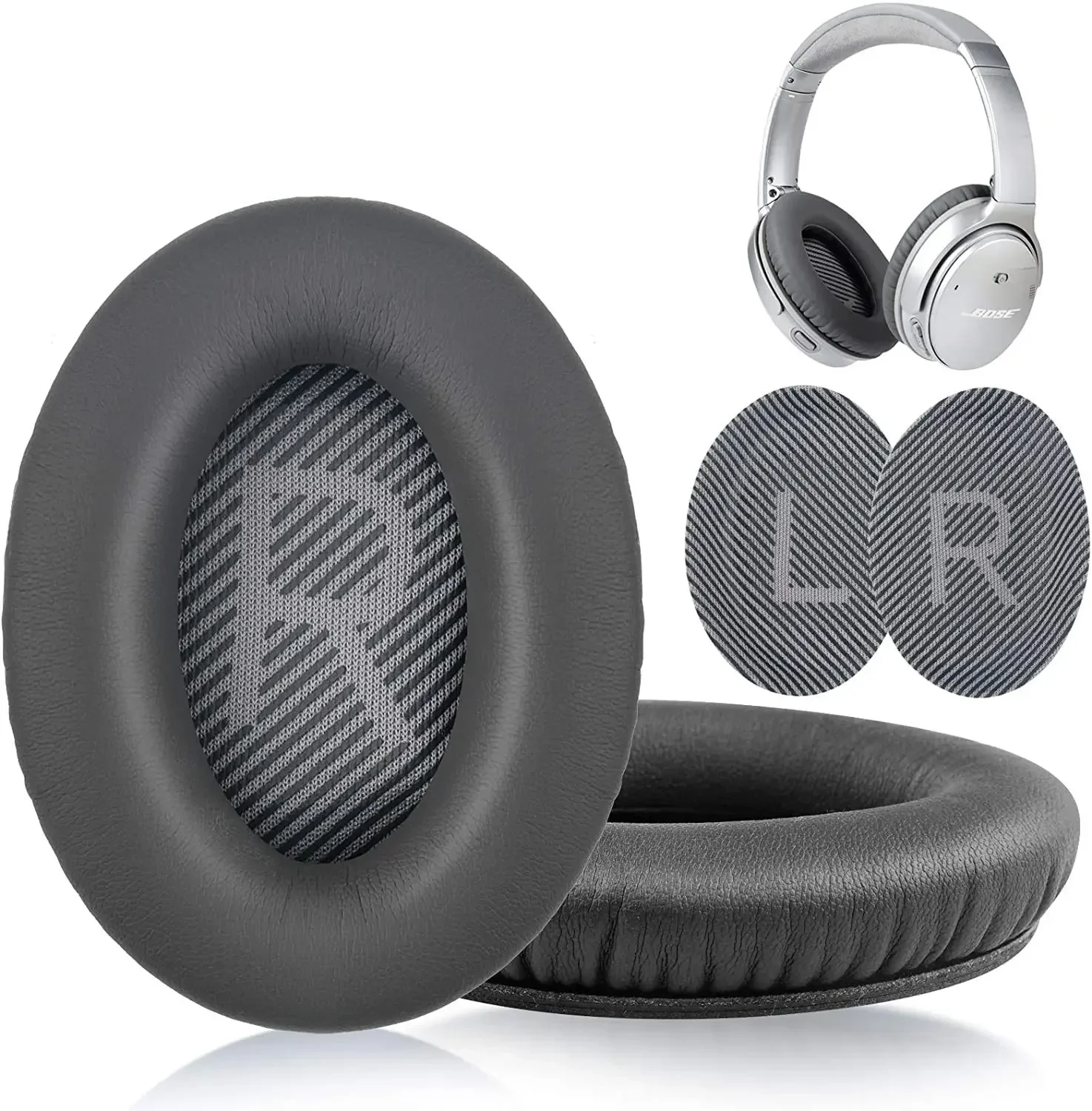 Replacement Earpads for BOSE QC35 for QuietComfort 35 & 35 II Headphones Memory Foam Ear Cushions with Crowbar: Dark Grey