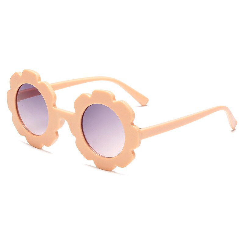Children's Sunflower Sprouting Wild Flower Sunglasses Round Frame Trendy Glasses Children's Outing Sunglasses: Orange