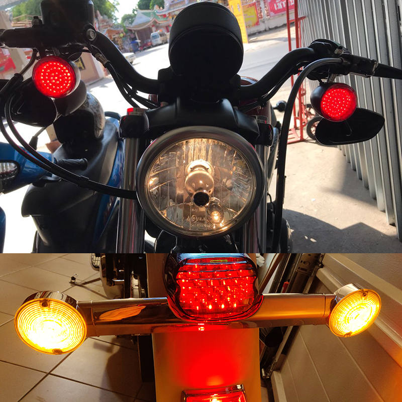 Clignotants de motos, feu rouge, pour Harley Sportster XL 1156 1157 Dyna FXDF Fat Bob Softail, LED, 1200 883