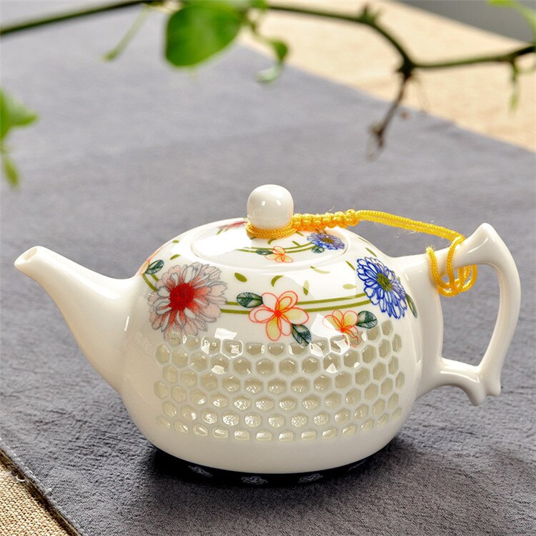 Tradycyjny chińnarty niebieski ryż biały wzór dzbanek robić herbaty 170ml starożytne chiny dzbanek ceramiczny Puer Kongfu zestaw herbaty samowar: Hive wiosna Scene