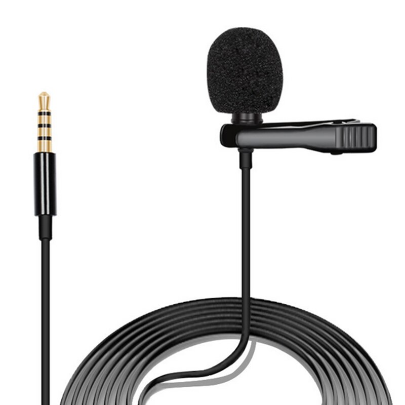 1.5M 3.5mm Wired Lavalier Microphone Adjustable Clip-on Microphone Hands-free Speaking Suitable for Mobile Phone PC Recording